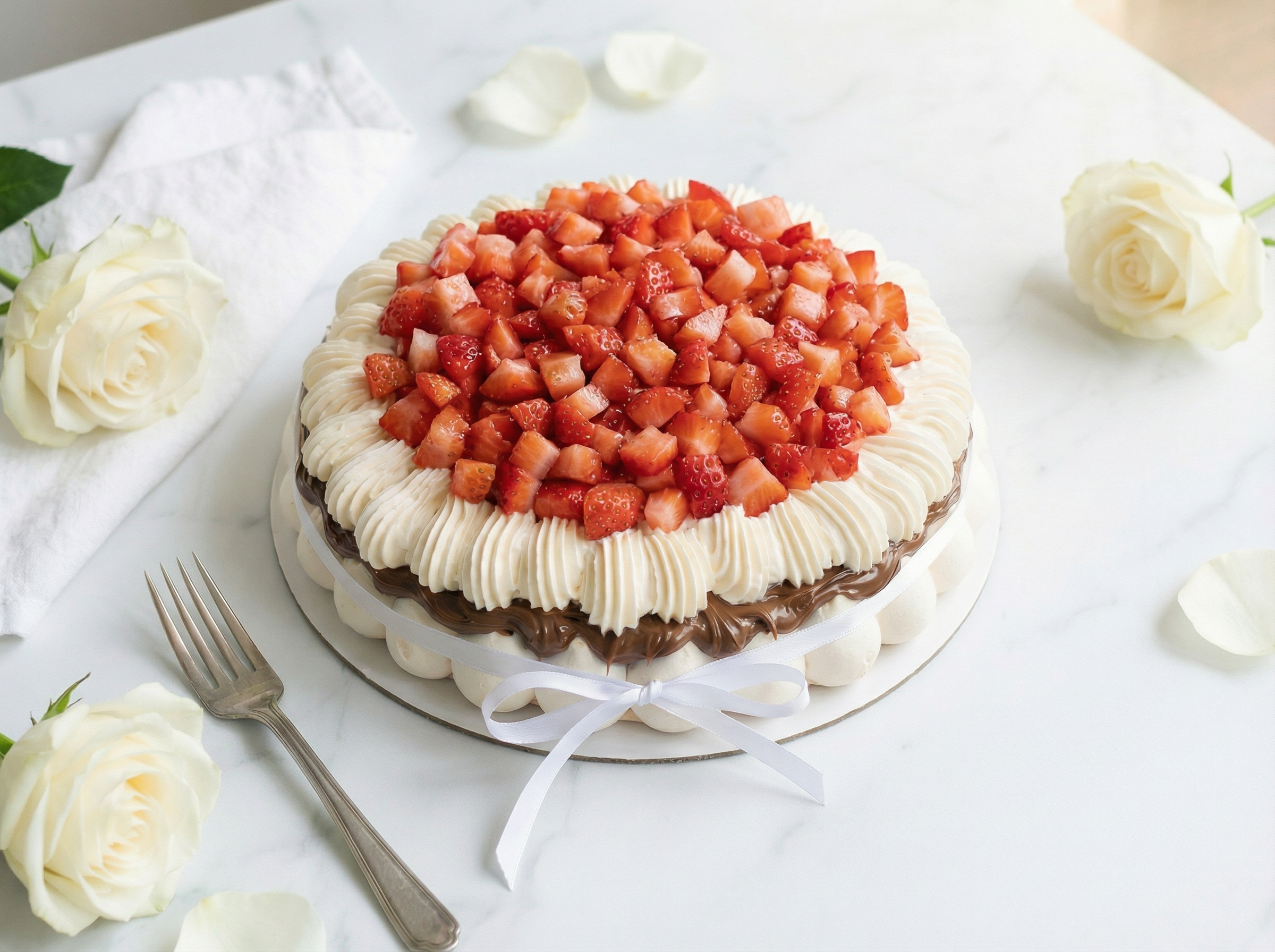 Cakish pavlova on a beautifully styled table.