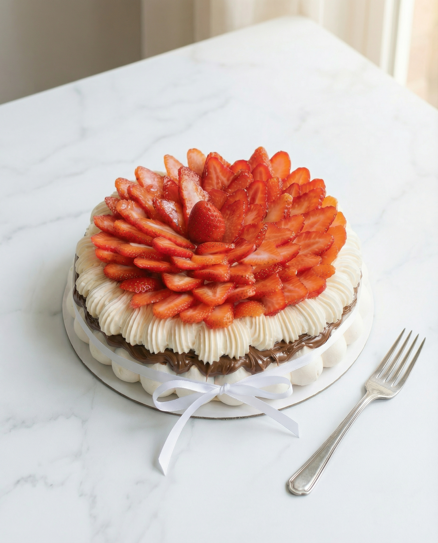 Strawberry Floral Finish — thinly sliced strawberries in a dahlia pattern.